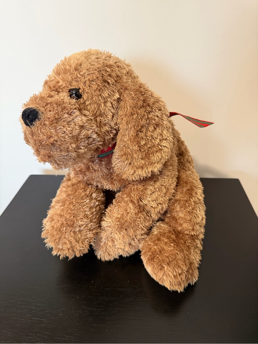Princess Soft Toys Vintage 2003 Brown Dog Plush, Plaid Bow, Small, Washable